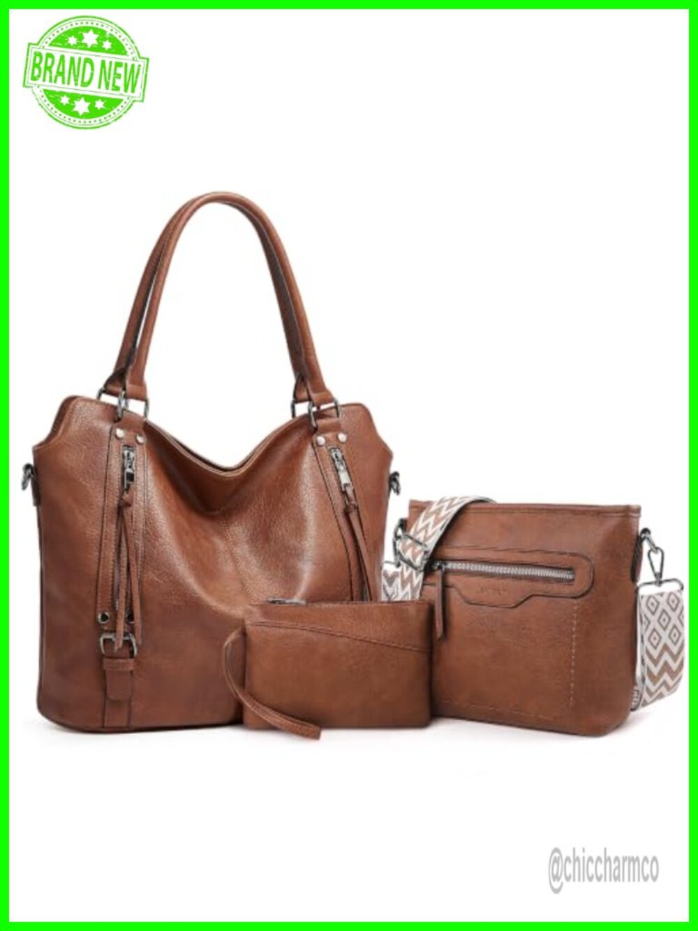 PU Leather Hobo Purse and Wallet Set 3-Piece Crossbody Handbag